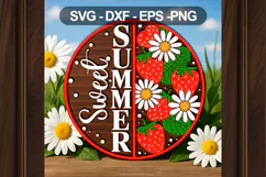 Sweet Summer Door Sign SVG with Strawberries & Daisies Product Image 3