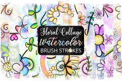 Floral Collage Watercolor Brush Strokes Set 7 Product Image 1