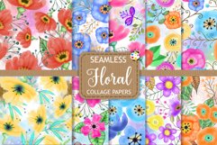 Seamless Watercolor Floral Collage Pattern Papers Set 3 Product Image 1