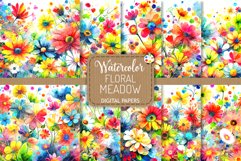 Floral Meadow - Watercolor Digital Paper Decoration Product Image 1
