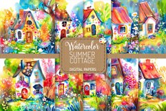 Summer Cottage - Watercolor Digital Paper Illustrations Product Image 1