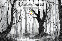 Spooky Charcoal Autumn Forest Overlay Backgrounds Product Image 1