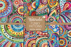 Funky Patterns - Watercolor Folk Art Boho Designs Product Image 1