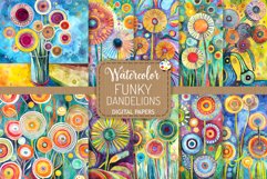 Funky Dandelions Set 2 - Transparent Watercolor Paintings Product Image 1