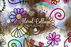 Floral Collage Watercolor Splashes Clipart PNG Product Image 1