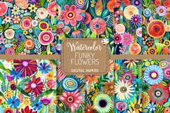 Funky Flowers - Transparent Watercolor Floral Patterns Product Image 1