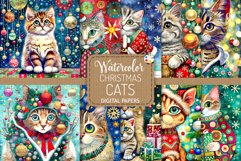 Christmas Cats - Transparent Watercolor Portrait Paintings Product Image 1