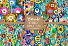 Watercolor Funky Dandelions - Transparent Digital Papers Product Image 1