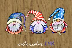 Patriotic Gnomes - Watercolor Doodle Holiday Clipart Set Product Image 2
