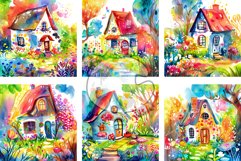 Summer Cottage - Watercolor Digital Paper Illustrations Product Image 2