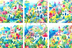 Riviera Town - Picturesque Watercolor Coastal Scenes Product Image 2