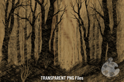 Spooky Charcoal Autumn Forest Overlay Backgrounds Product Image 2