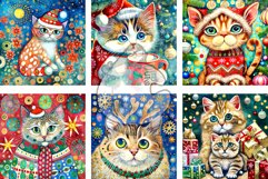 Christmas Cats - Transparent Watercolor Portrait Paintings Product Image 2