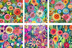 Funky Flowers - Transparent Watercolor Floral Patterns Product Image 2