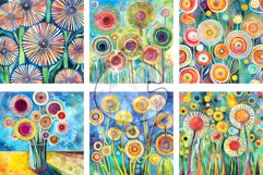 Funky Dandelions Set 2 - Transparent Watercolor Paintings Product Image 2