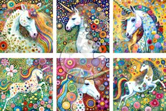 Klimt Unicorns - Transparent Watercolor Portrait Paintings Product Image 2