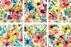 Watercolor Wild Floral Digital Papers - Shabby Chic Style Product Image 2