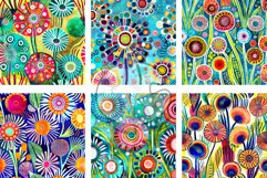 Watercolor Funky Dandelions - Transparent Digital Papers Product Image 3
