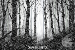 Spooky Charcoal Autumn Forest Overlay Backgrounds Product Image 3