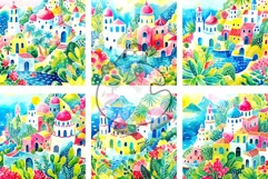 Riviera Town - Picturesque Watercolor Coastal Scenes Product Image 3