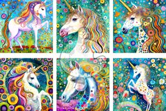 Klimt Unicorns - Transparent Watercolor Portrait Paintings Product Image 3