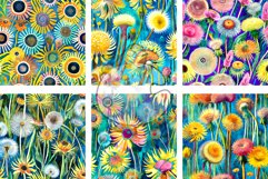 Funky Dandelions Set 3 - Transparent Watercolor Paintings Product Image 3