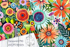 Funky Flowers - Transparent Watercolor Floral Patterns Product Image 4