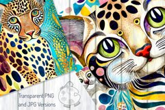 Wild Cats - Transparent Watercolor Portrait Paintings Product Image 4