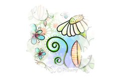 Floral Collage Watercolor Splashes Clipart PNG Product Image 2
