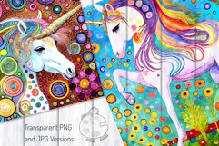 Klimt Unicorns - Transparent Watercolor Portrait Paintings Product Image 4