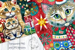 Christmas Cats - Transparent Watercolor Portrait Paintings Product Image 4