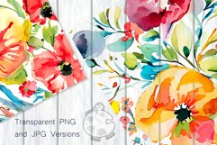 Watercolor Wild Floral Digital Papers - Shabby Chic Style Product Image 4