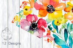 Watercolor Wild Floral Digital Papers - Shabby Chic Style Product Image 5
