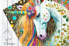 Klimt Unicorns - Transparent Watercolor Portrait Paintings Product Image 5