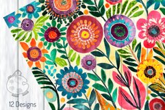 Funky Flowers Set 6 - Transparent Watercolor Floral Patterns Product Image 5