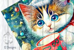 Christmas Cats - Transparent Watercolor Portrait Paintings Product Image 5