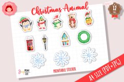 Christmas Animal Printable Sticker Sheet | Christmas Sticker Product Image 1