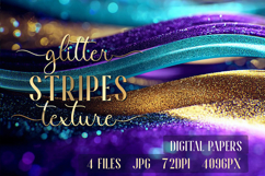 Glitter Teal Violet Golden Stripes backgrounds|Digital Paper Product Image 1