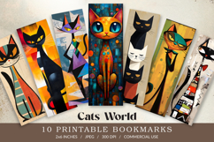 Whimsical Cat Printable Bookmark Bundle Product Image 1