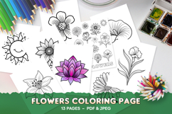 Bold and Easy Flower Coloring Pages Product Image 1