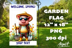 Welcome, Spring! Farmhouse Garden flag sublimation funny pig Product Image 1