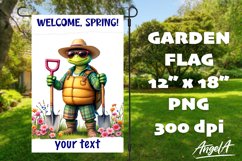 Welcome, Spring! Garden flag sublimation designs, turtle Product Image 1