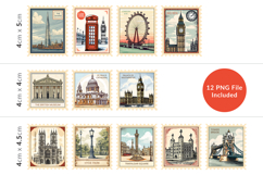 London Travel Landmark Stamp Stickers Product Image 2