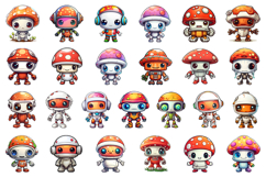 Cute Kawaii Robot Clipart PNG Bundle Product Image 2