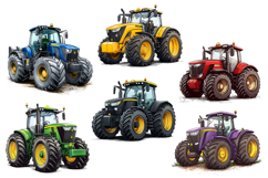 Watercolor Tractor Clipart PNG Set Product Image 2
