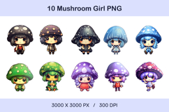 Cute Kawaii Mushroom Girl Clipart Product Image 2