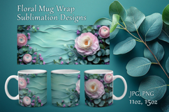 Floral Mug Design Sublimation, Paper Flowers Mug Cup Wrap Product Image 1
