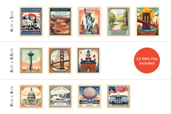 USA Travel Landmark Stamp Stickers Product Image 2