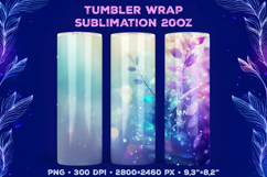 Tumbler Wrap Sublimation Design with Mystic Botanical Glow Product Image 1