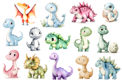 Watercolor Dinosaur Clipart Bundle Product Image 3